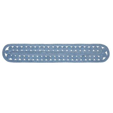 Celeste Blended Blue Indoor/Outdoor Oval Braided Table Runner 12